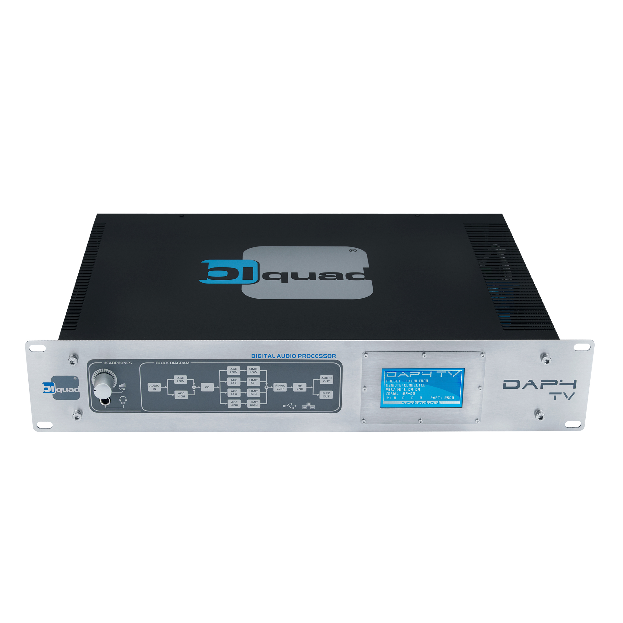 Processador de áudio digital DAP4 TV para emissoras | Biquad Broadcast