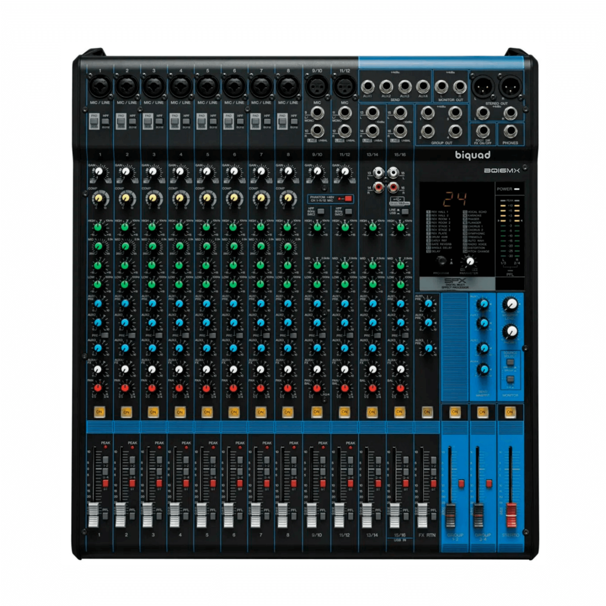 BQ16MX Mixer Produção, Analógico, Fader Deslizante, 4(M) + 4(ST