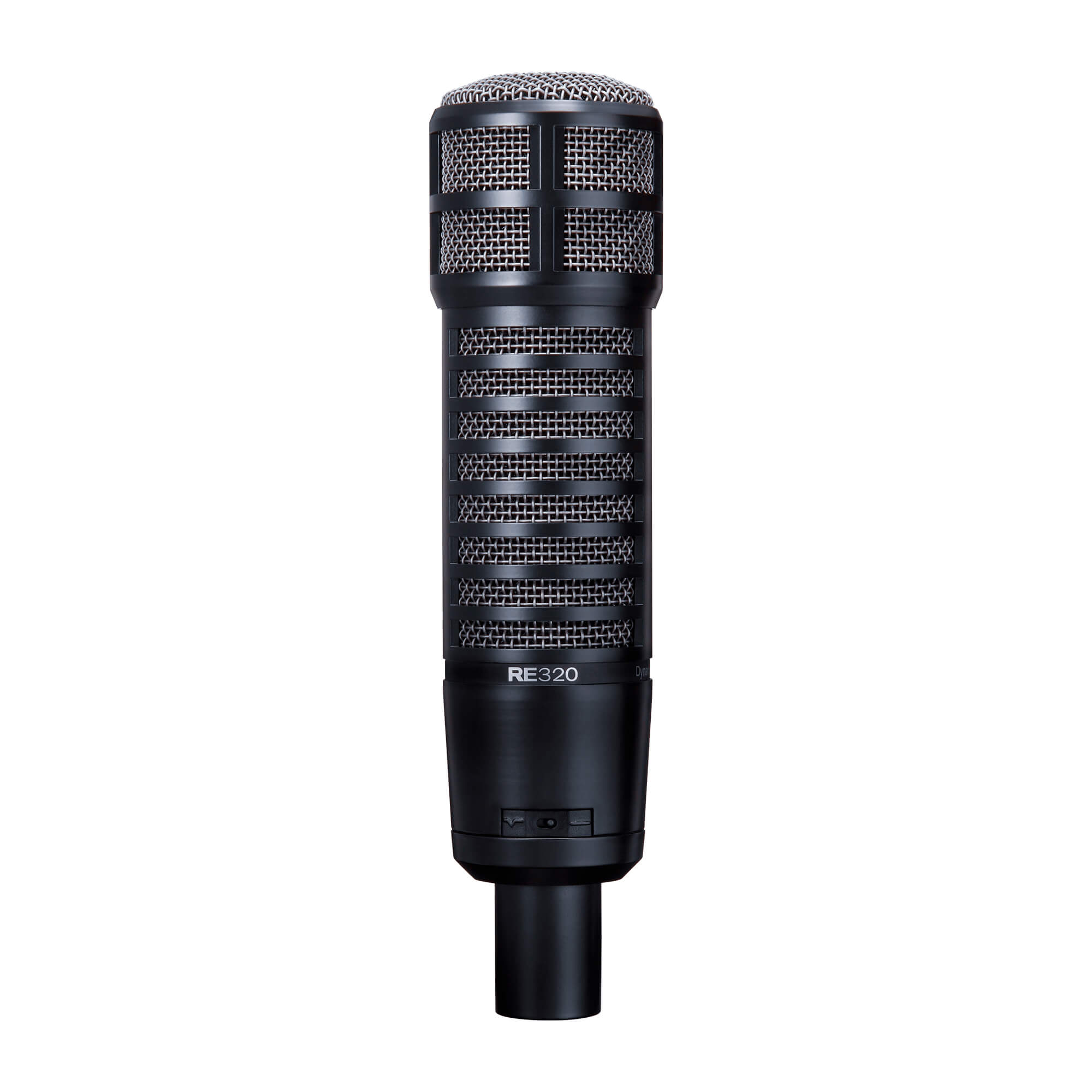 Microfone dinâmico cardioide Electro-Voice RE320 em acabamento preto semi-brilho.